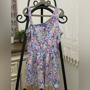 SO Pink and Blue Butterfly Kids' Romper